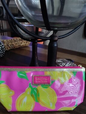Lilly Pulitzer Pink & Yellow Lemon Print Cosmetic Bag